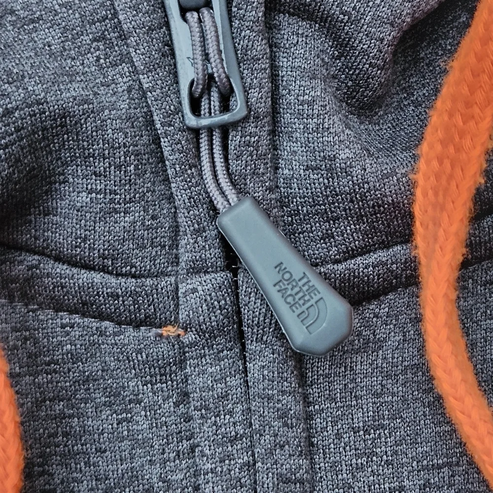 North Face Men’s Zip Up Sweatshirt Size XL Full Zip Hoodie Jacket Gray Orange
